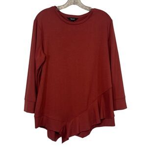 Simply Vera Vera Wang Rust Round Neck Long Sleeve Top Layered Asymmetrical Hem